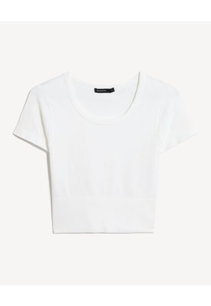 Camiseta Para Mujer Manga Corta Cuello Redondo Color Crema Marca Seven Seven #28096407