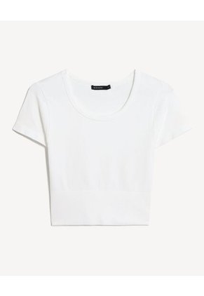 Camiseta Para Mujer Manga Corta Cuello Redondo Color Crema Marca Seven Seven #28096407