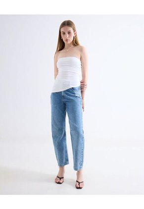 Top Strapless Asimétrico  Para Mujer Blanco Seven Seven