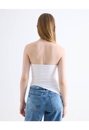 Top Strapless Asimétrico  Para Mujer Blanco Seven Seven