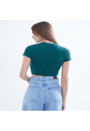 Camiseta Para Mujer Manga Corta Color Esmeralda Marca Seven Seven #28095627