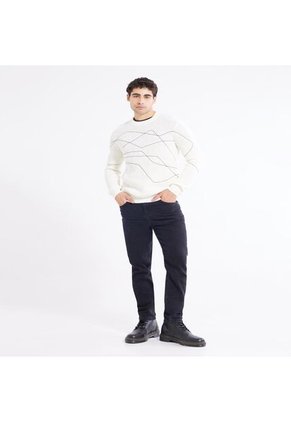 Saco Para Hombre Cuello Redondo Color Crema Marca Seven Seven #45330218