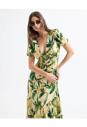 Vestido Para Mujer Manga Corta Color Verde Oscuro Marca Seven Seven #28171354