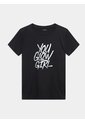 Camiseta Holgada Con Screen Especial  Para Mujer Negro Seven Seven de Seven Seven