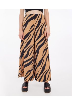 Pantalón Tipo Culotte Con Aberturas Tiro Alto  Para Mujer Amarillo Seven Seven