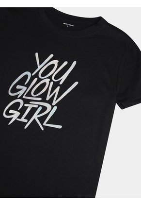 Camiseta Holgada Con Screen Especial  Para Mujer Negro Seven Seven