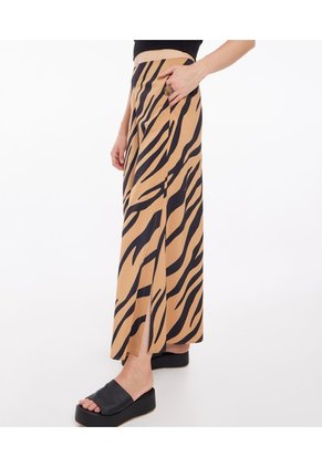Pantalón Tipo Culotte Con Aberturas Tiro Alto  Para Mujer Amarillo Seven Seven