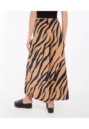 Pantalón Tipo Culotte Con Aberturas Tiro Alto  Para Mujer Amarillo Seven Seven