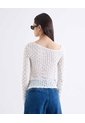 Top Guipur Manga Larga Escote Cuadrado  Para Mujer Blanco Seven Seven de Seven Seven
