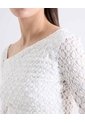Top Guipur Manga Larga Escote Cuadrado  Para Mujer Blanco Seven Seven de Seven Seven