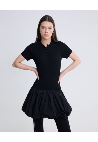 Vestido Con Falda Globo  Para Mujer Negro Seven Seven Seven Seven
