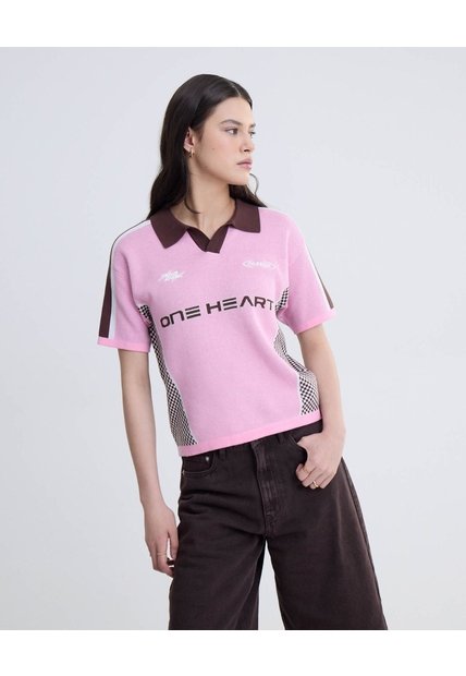 Camiseta Cuello Polo En Tejido Unisex Rosado Seven Seven