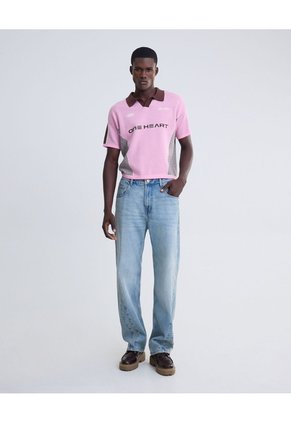 Camiseta Cuello Polo En Tejido Unisex Rosado Seven Seven