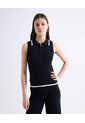 Top Polo Sin Mangas Cremallera Bicolor  Para Mujer Negro Seven Seven de Seven Seven