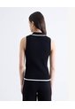 Top Polo Sin Mangas Cremallera Bicolor  Para Mujer Negro Seven Seven de Seven Seven