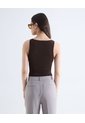 Top Sin Mangas Tejido Bandas Escote Profundo  Para Mujer Café Seven Seven de Seven Seven