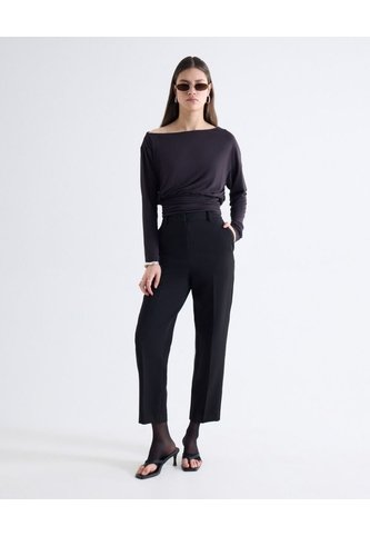 Pantalón Capri Pinzas Tiro Alto Ajustado  Para Mujer Negro Seven Seven Seven Seven