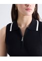 Top Polo Sin Mangas Cremallera Bicolor  Para Mujer Negro Seven Seven de Seven Seven