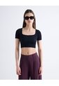 Top Tejido Escote Cuadrado Manga Corta  Para Mujer Negro Seven Seven de Seven Seven