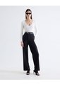 Pantalón Recto Pinza Frontal Tiro Alto  Para Mujer Negro Seven Seven de Seven Seven