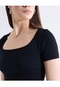 Top Tejido Escote Cuadrado Manga Corta  Para Mujer Negro Seven Seven de Seven Seven
