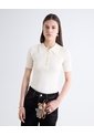 Top Tejido Polo Botonadura Manga Corta  Para Mujer Marfil Seven Seven de Seven Seven