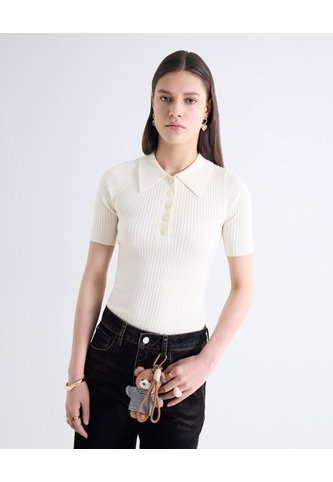 Top Tejido Polo Botonadura Manga Corta  Para Mujer Marfil Seven Seven Seven Seven
