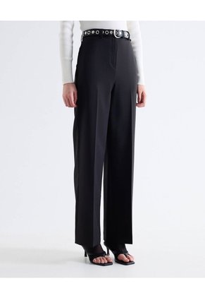 Pantalón Recto Pinza Frontal Tiro Alto  Para Mujer Negro Seven Seven