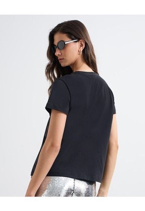 Camiseta Para Mujer Manga Corta Color Negro Marca Seven Seven #28096073