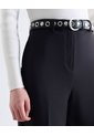Pantalón Recto Pinza Frontal Tiro Alto  Para Mujer Negro Seven Seven de Seven Seven