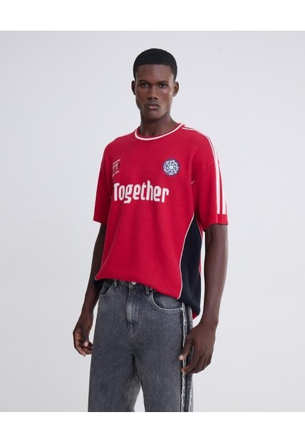 Camiseta Jacquard Deportiva  Unisex Rojo Seven Seven