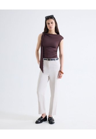Pantalón Slim Pinza Tiro Alto Tobillero  Para Mujer Gris Seven Seven Seven Seven