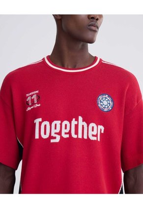 Camiseta Jacquard Deportiva  Unisex Rojo Seven Seven