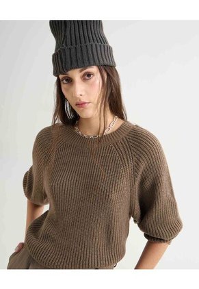 Saco Para Mujer Cuello Redondo Color Cafe Claro Marca Seven Seven #28330660