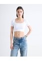Top Tejido Escote Cuadrado Manga Corta  Para Mujer Blanco Seven Seven de Seven Seven