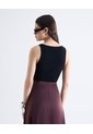 Top Sin Mangas Tejido Bandas Escote Profundo  Para Mujer Negro Seven Seven de Seven Seven