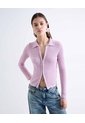 Cardigan Bouclé Cuello Resort Cremallera  Para Mujer Rosa Seven Seven de Seven Seven