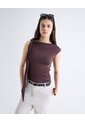 Top Sin Mangas Nudo Hombro Escote Bote  Para Mujer Café Seven Seven de Seven Seven