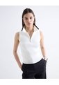 Top Polo Sin Mangas Cremallera Bicolor  Para Mujer Marfil Seven Seven de Seven Seven