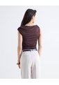 Top Sin Mangas Nudo Hombro Escote Bote  Para Mujer Café Seven Seven de Seven Seven
