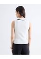 Top Polo Sin Mangas Cremallera Bicolor  Para Mujer Marfil Seven Seven de Seven Seven