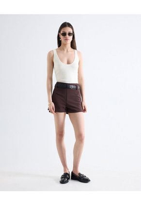 Top Sin Mangas Tejido Bandas Escote Profundo  Para Mujer Marfil Seven Seven