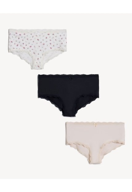 Set X3 Cacheteros Texturizados X3 Para Mujer Marfil Seven Seven