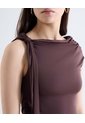 Top Sin Mangas Nudo Hombro Escote Bote  Para Mujer Café Seven Seven de Seven Seven