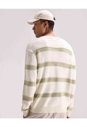 Saco Tejido Con Diseño En Franjas Para Hombre Marfil Seven Seven