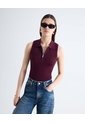 Top Polo Sin Mangas Cremallera Bicolor  Para Mujer Vino Seven Seven de Seven Seven