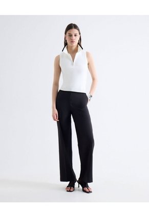 Top Polo Sin Mangas Cremallera Bicolor  Para Mujer Marfil Seven Seven