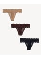 Set X3 Tangas Brasileras De Encaje X3 Para Mujer Café Seven Seven de Seven Seven