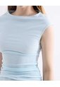 Camiseta Texturizado Cuello Redondo  Para Mujer Celeste Seven Seven de Seven Seven