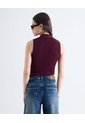 Top Polo Sin Mangas Cremallera Bicolor  Para Mujer Vino Seven Seven de Seven Seven